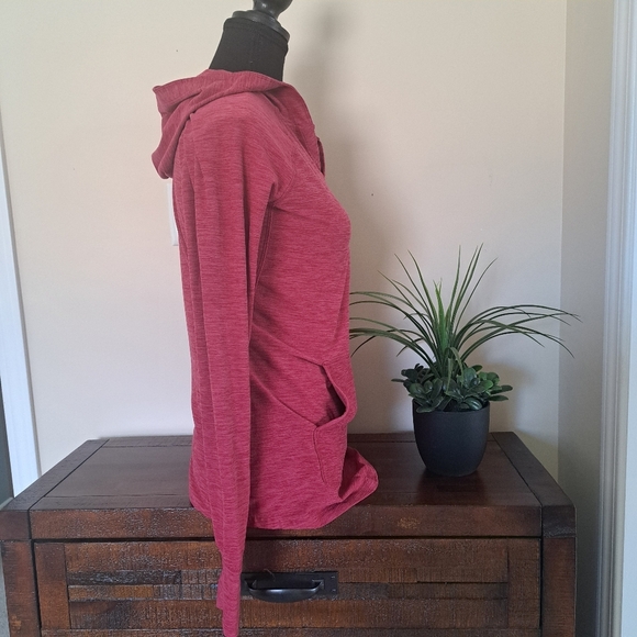 Tuff Athletics Activewear Top Pink Size Medium Long Sleeved Hooded Top Yoga - Picture 2 of 11